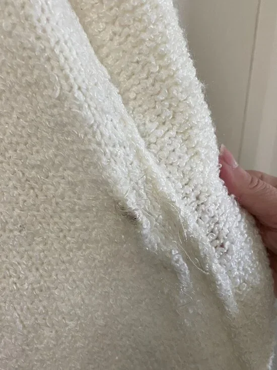 Vintage 80s White Chunky Knit Cardigan Slouchy Open Front Sweater | Size M-XL - Picture 9 of 11